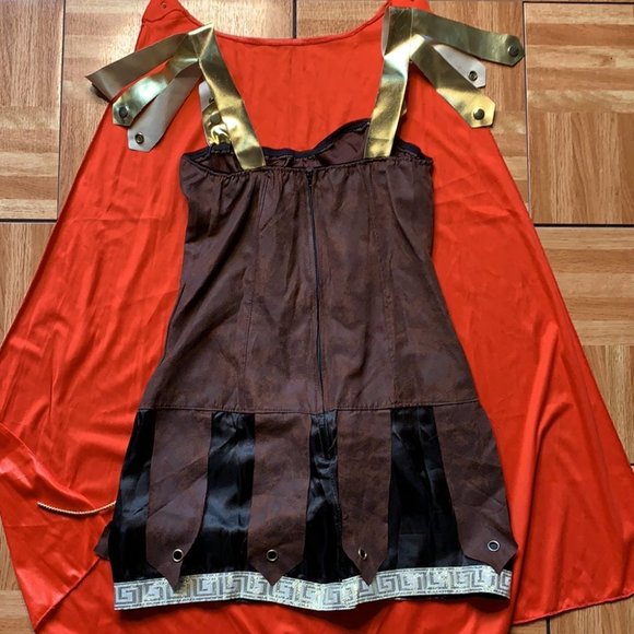 Donated Roman Gladiator Dress w/ Cape Halloween Costume -  Adult OS UC - Picture 7 of 11